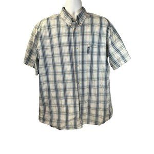 Columbia Sportswear Short SleevePlaid Button Down Blue Grey Plaid Mens Size 2XL